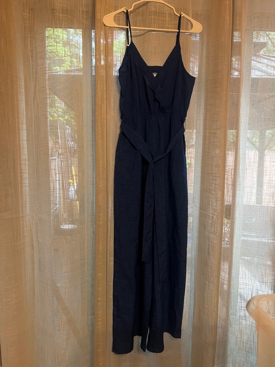 Flying Tomato Pants - Flying Tomato Navy Blue Sleeveless V-Neck Jumpsuit